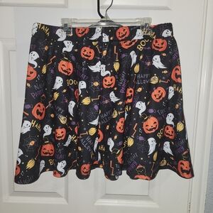 SHEIN Black Halloween Print Skater Skirt